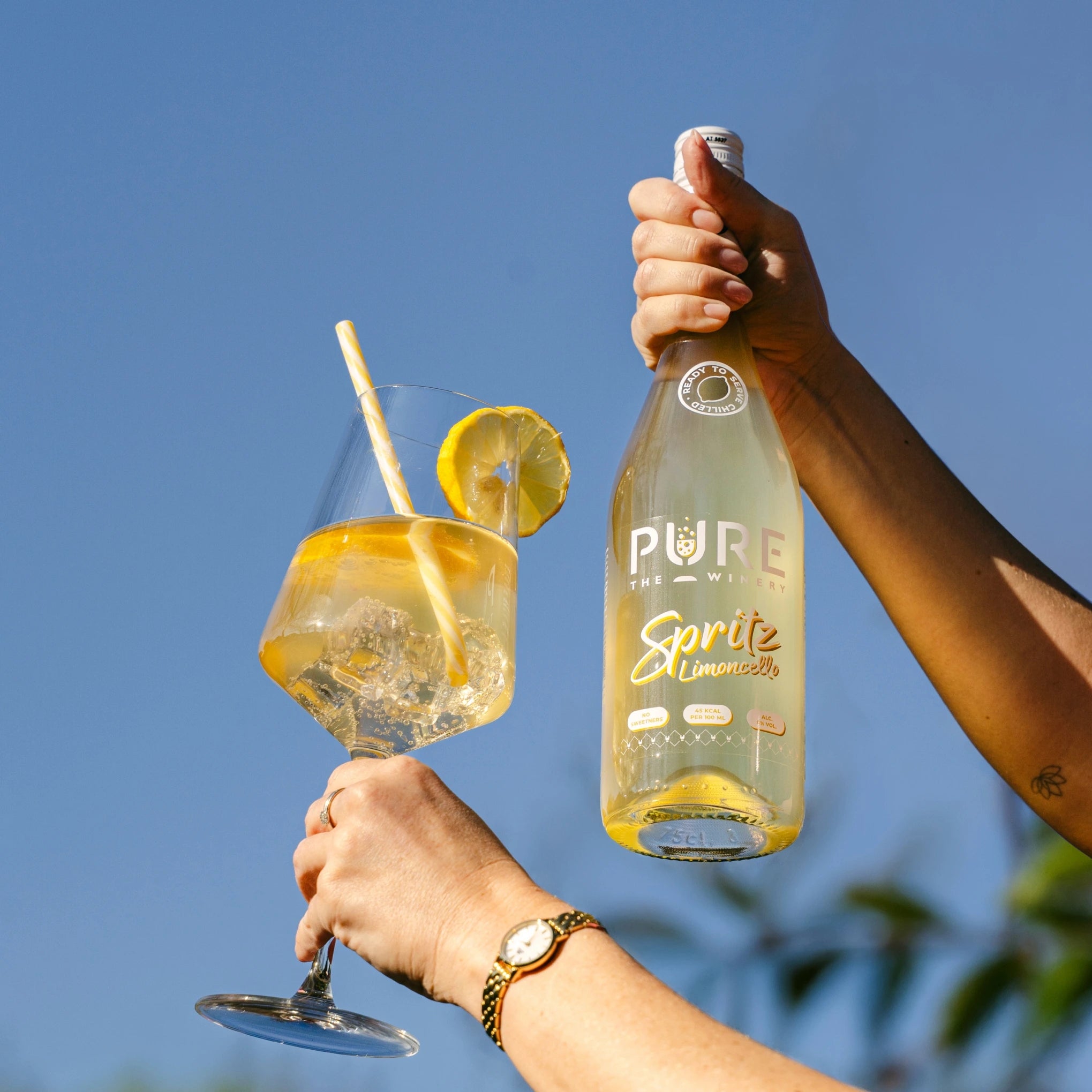 Zuckerfreier Limoncello Spritz